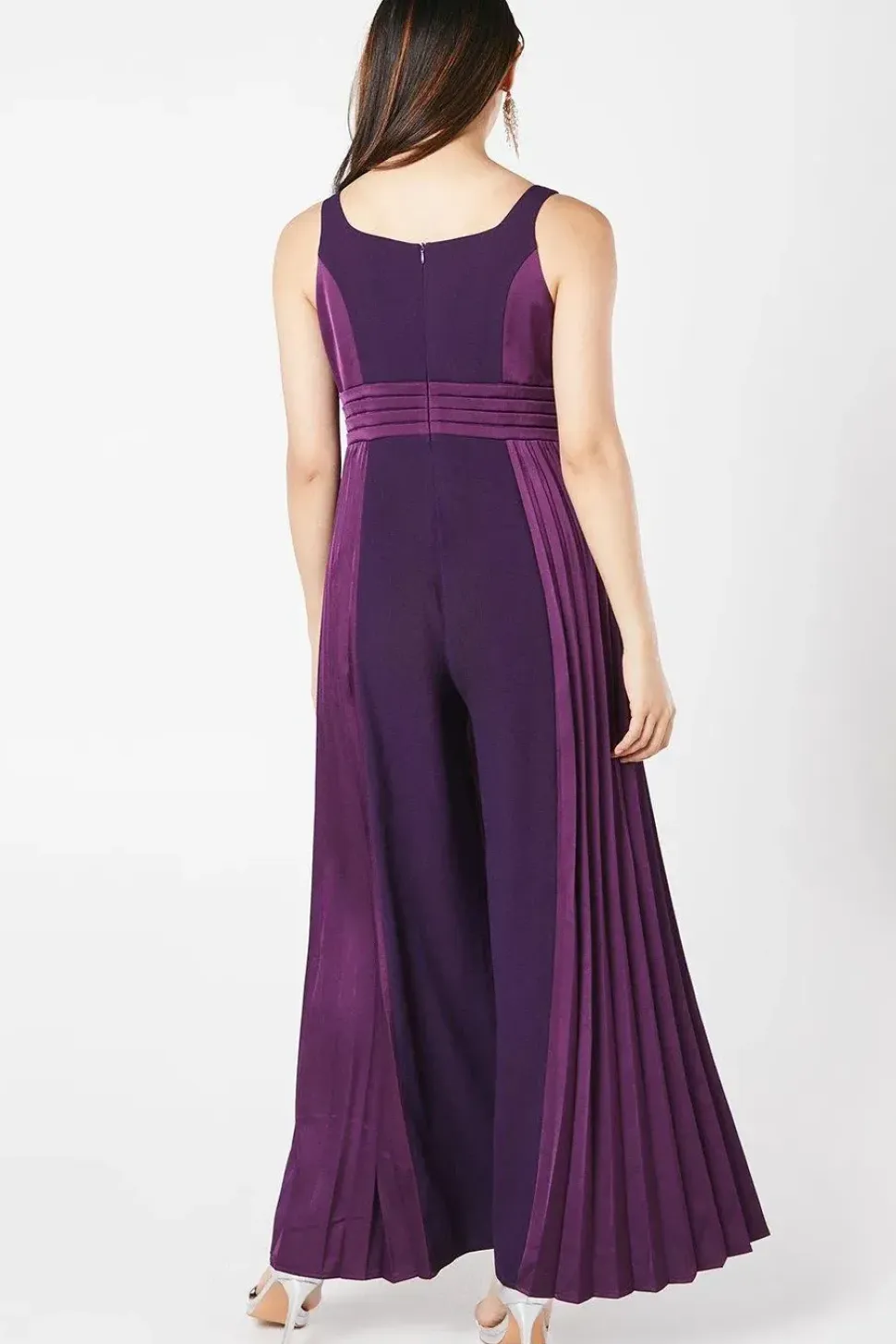 Pleated Leg Panelled Bodice Jumpsuit