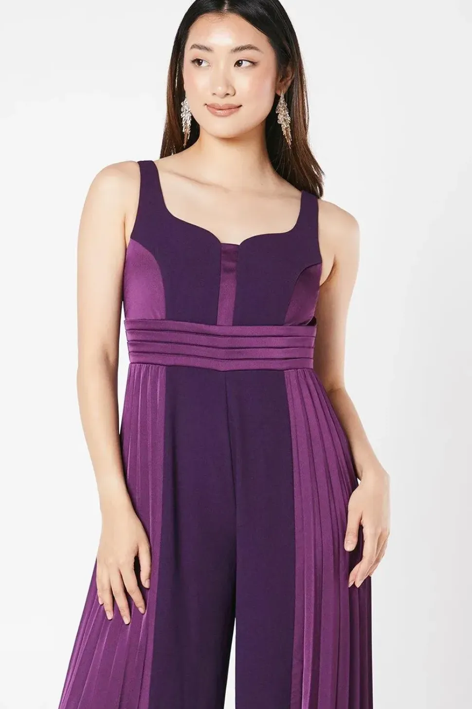 Pleated Leg Panelled Bodice Jumpsuit
