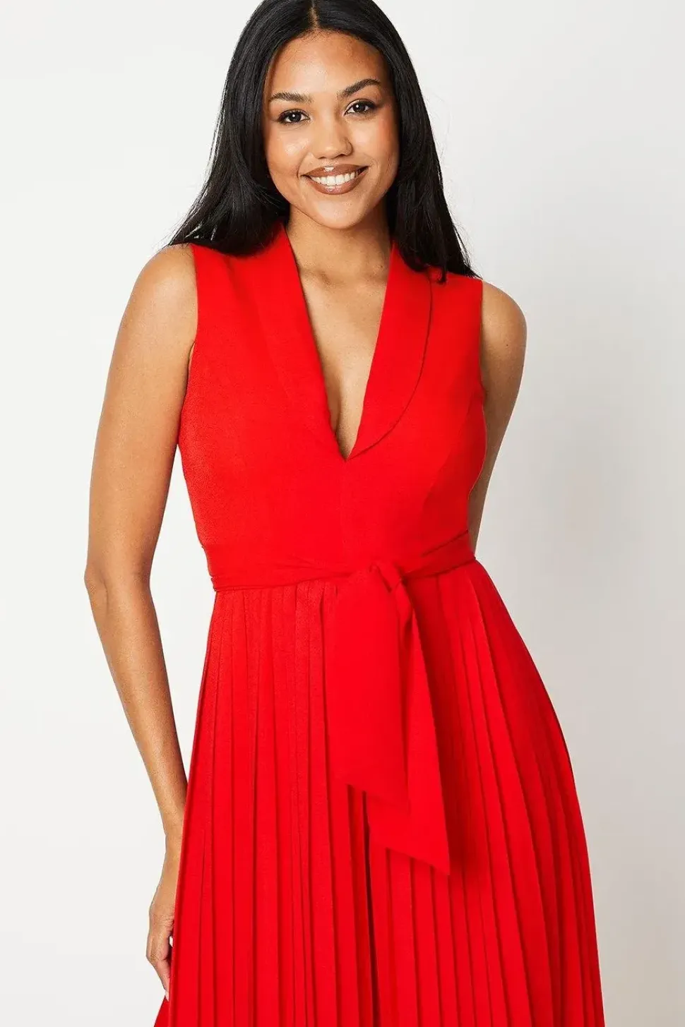 Pleated Leg Tie Front Jumpsuit