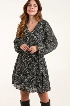 Pleated Mini Dress With Belt