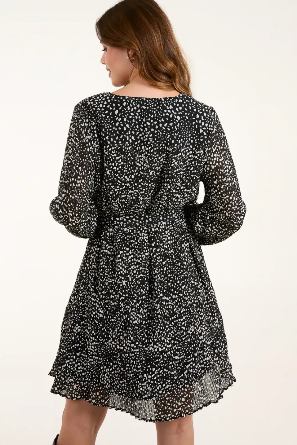 Pleated Mini Dress With Belt