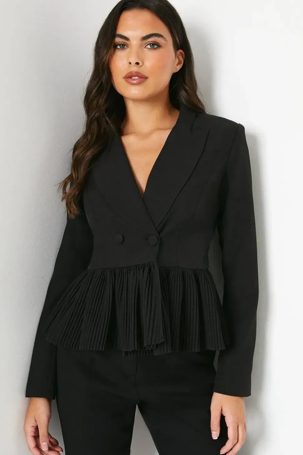 Pleated Peplum Tailored Blazer
