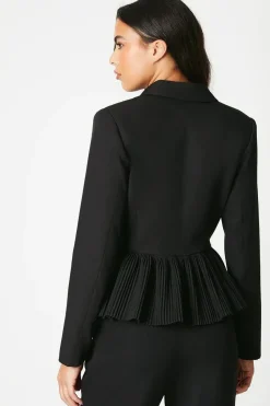 Pleated Peplum Tailored Blazer