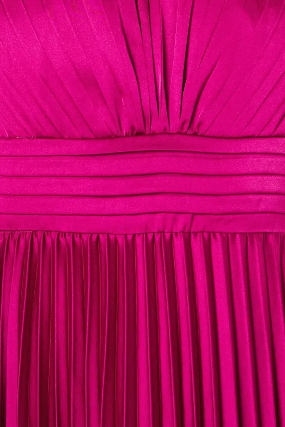 Pleated Satin Midi Wedding Guest Dress
