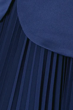 Pleated Skirt Overlay Bodice Midi Dress