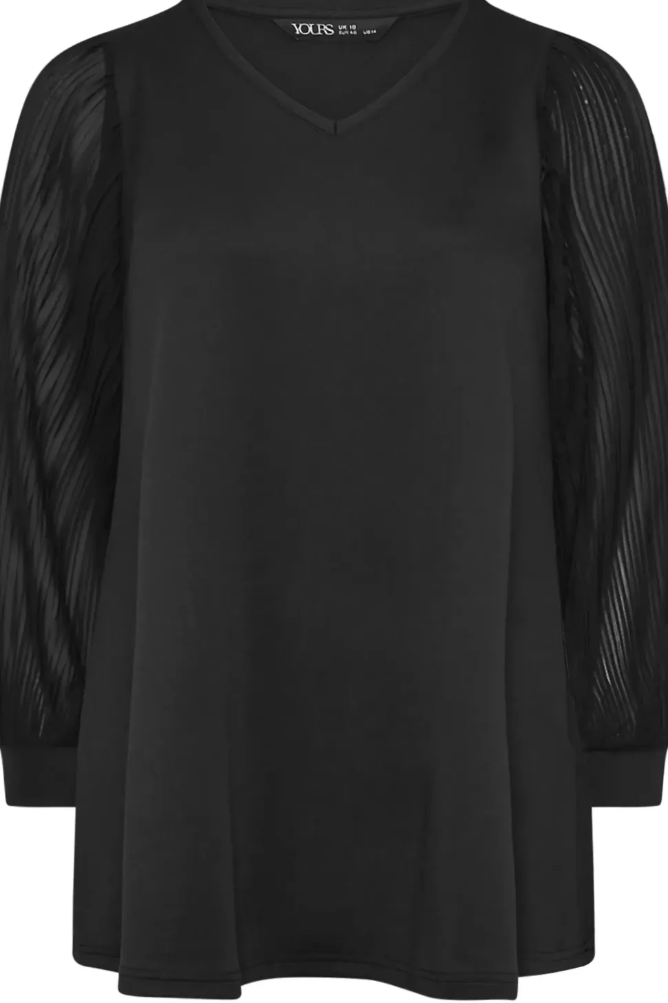 Pleated Sleeve V-Neck Top