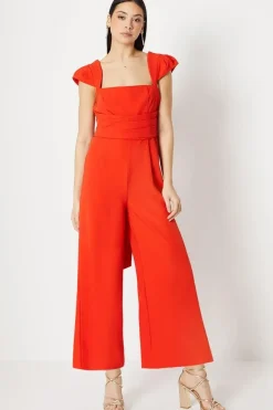 Pleated Square Neck Jumpsuit