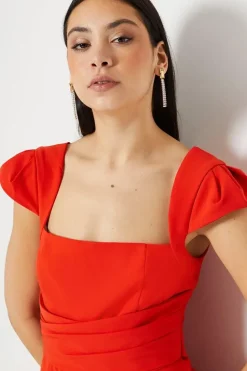 Pleated Square Neck Jumpsuit