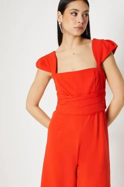Pleated Square Neck Jumpsuit