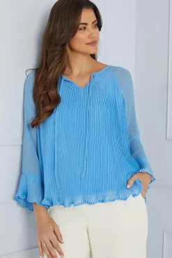 Pleated Tie Neck Blouse