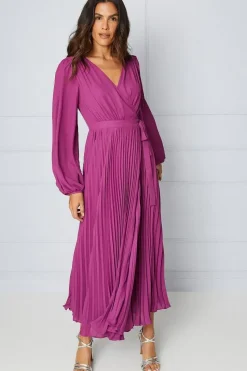 Pleated Wrap Midaxi Dress