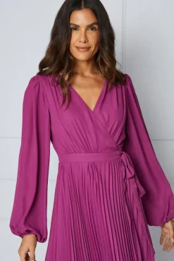 Pleated Wrap Midaxi Dress