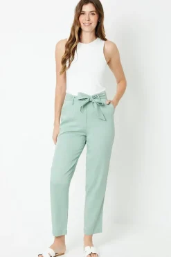 Pleat Front Belted Tapered Trouser