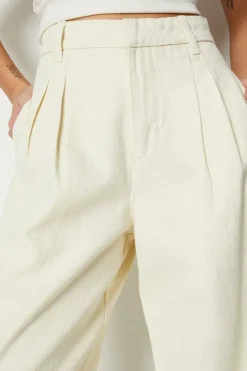 Pleat Front Wide Leg Denim Jeans