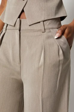 Pleat Front Wide Leg Trousers