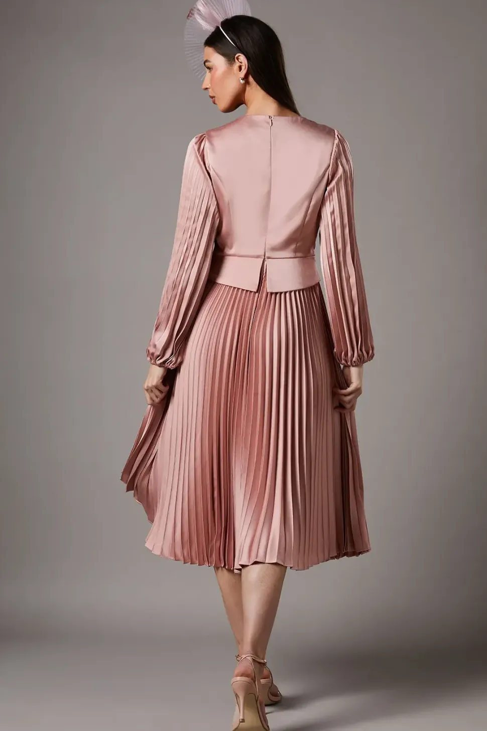 Pleat Skirt Satin Maxi Dress