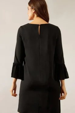 Pleat Sleeve Shift Dress