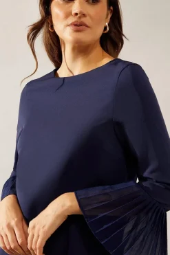 Pleat Sleeve Shift Dress