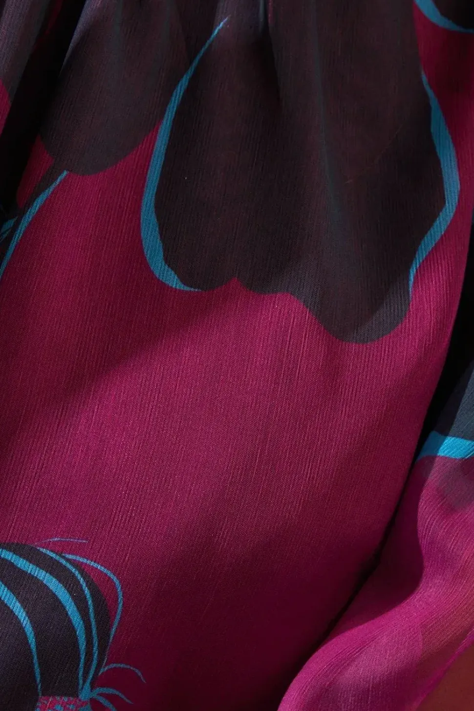 Plum Stencil Floral Volume Sleeve Shift Dress