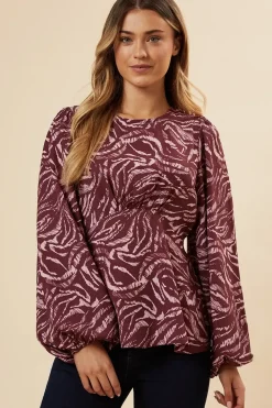Plum Zebra Tea Blouse