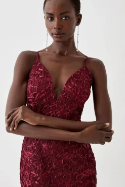 Plunge Neck Bodycon Fishtail Maxi Dress