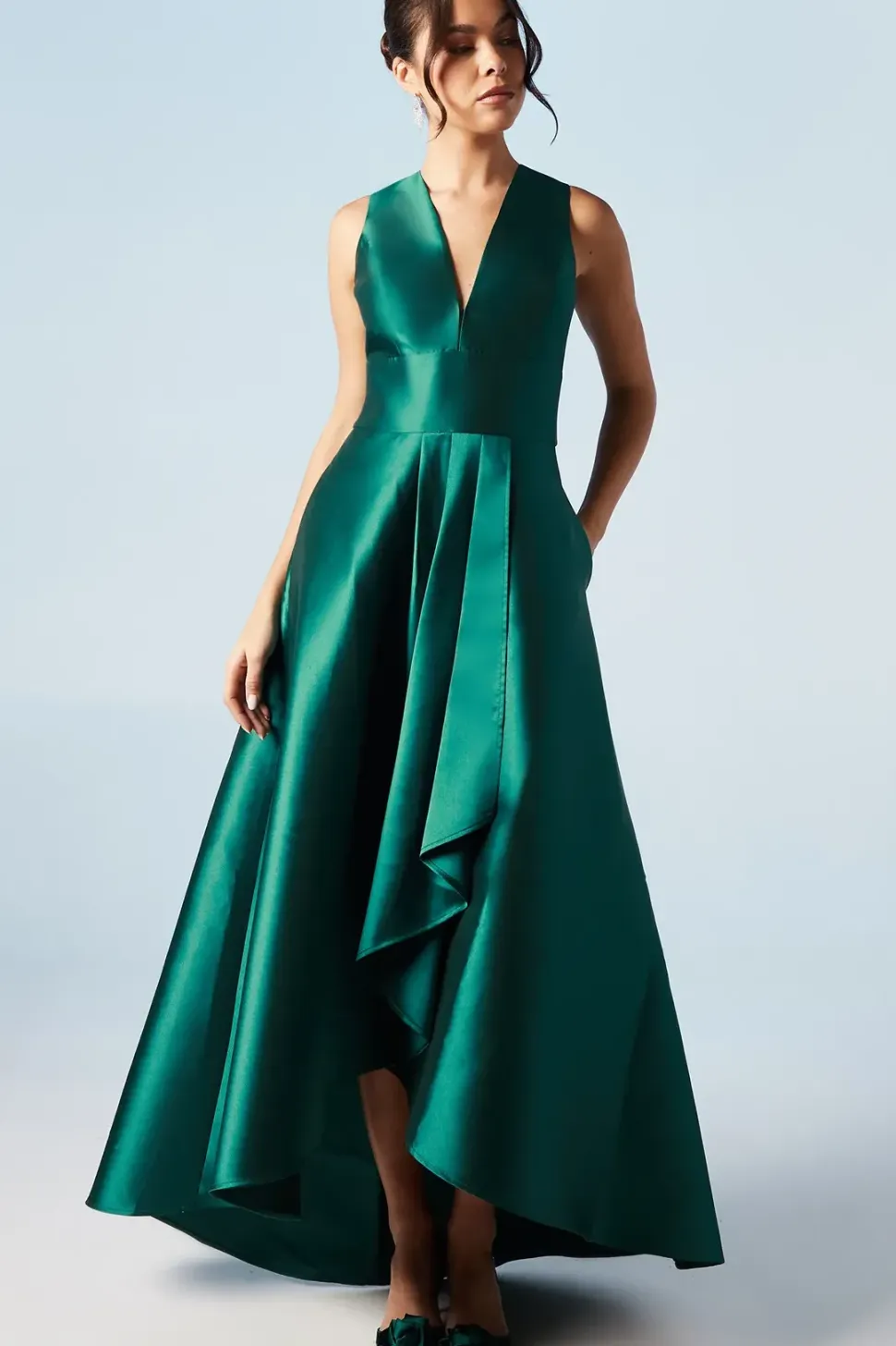 Plunge Waterfall Bridesmaids Maxi Dress