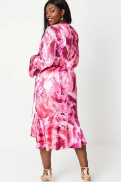 Plus Asymmetric Drape Ruffle Midi
