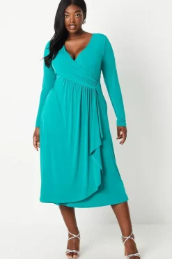 Plus Cross Front Jersey Midi Dress