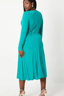 Plus Cross Front Jersey Midi Dress