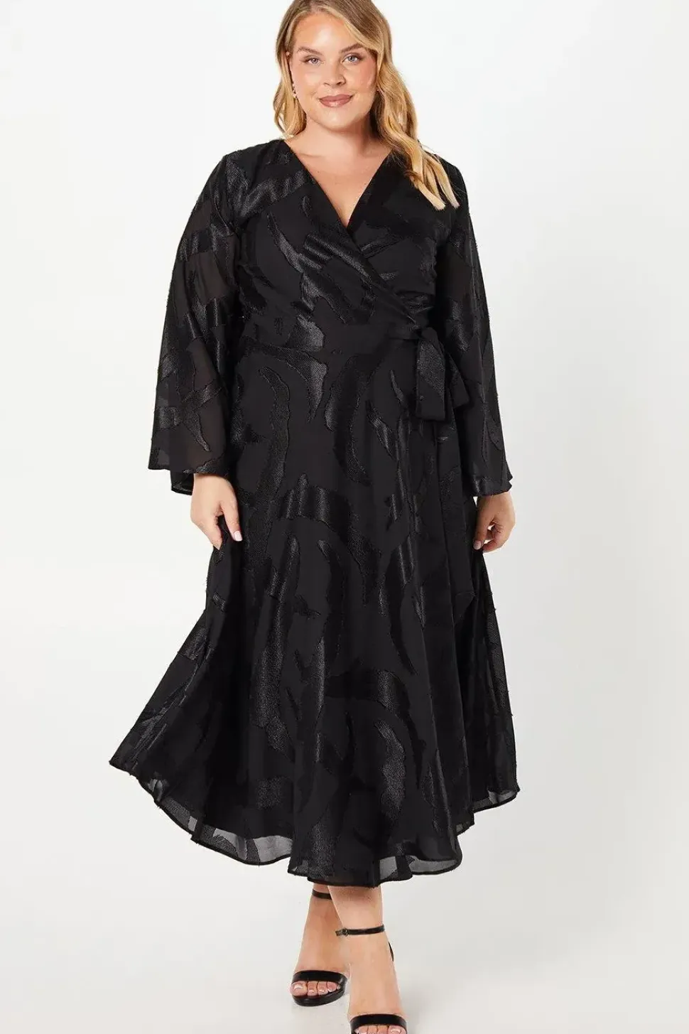 Plus Dip Hem Wrap Midi Dress
