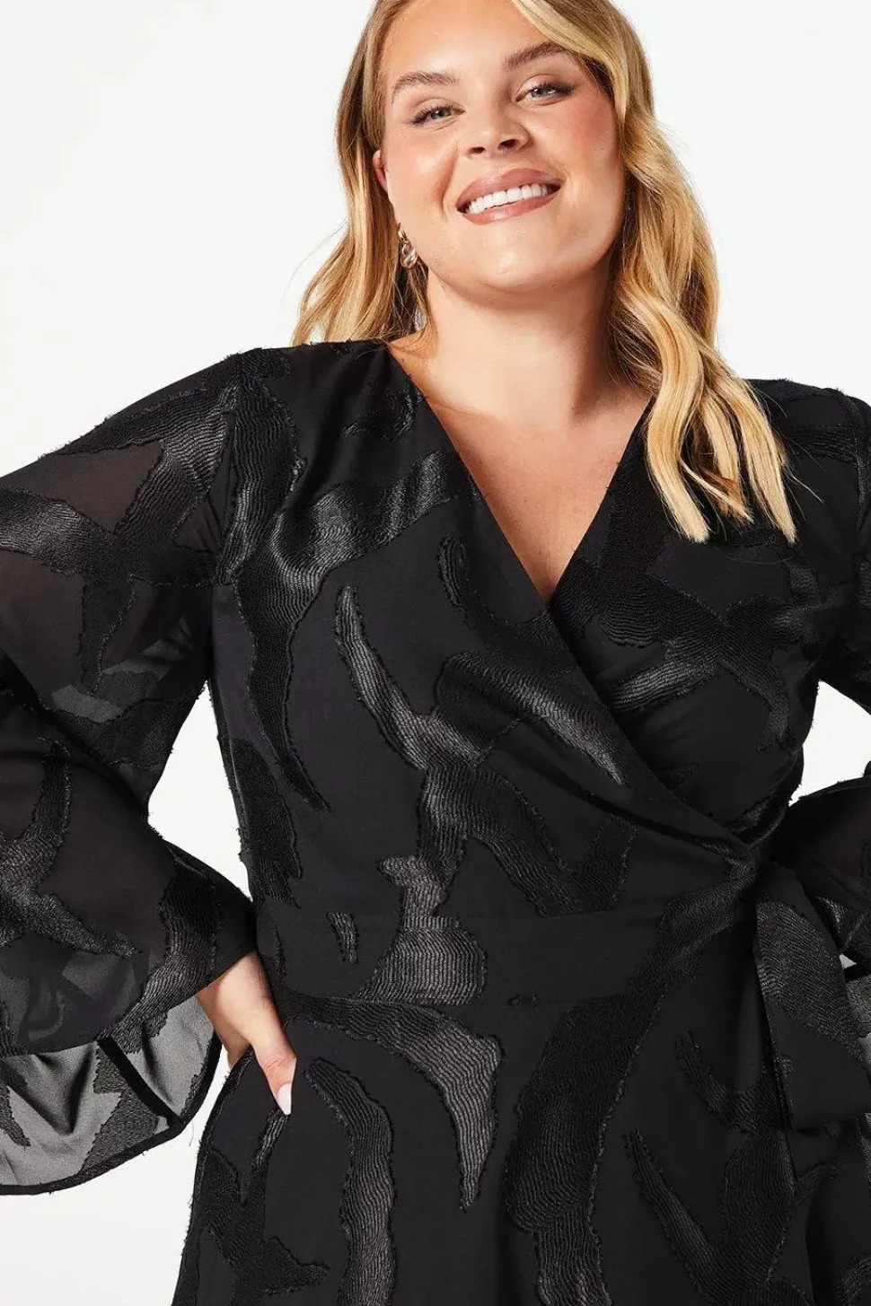 Plus Dip Hem Wrap Midi Dress