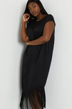 Plus Fringe Hem Shift Dress