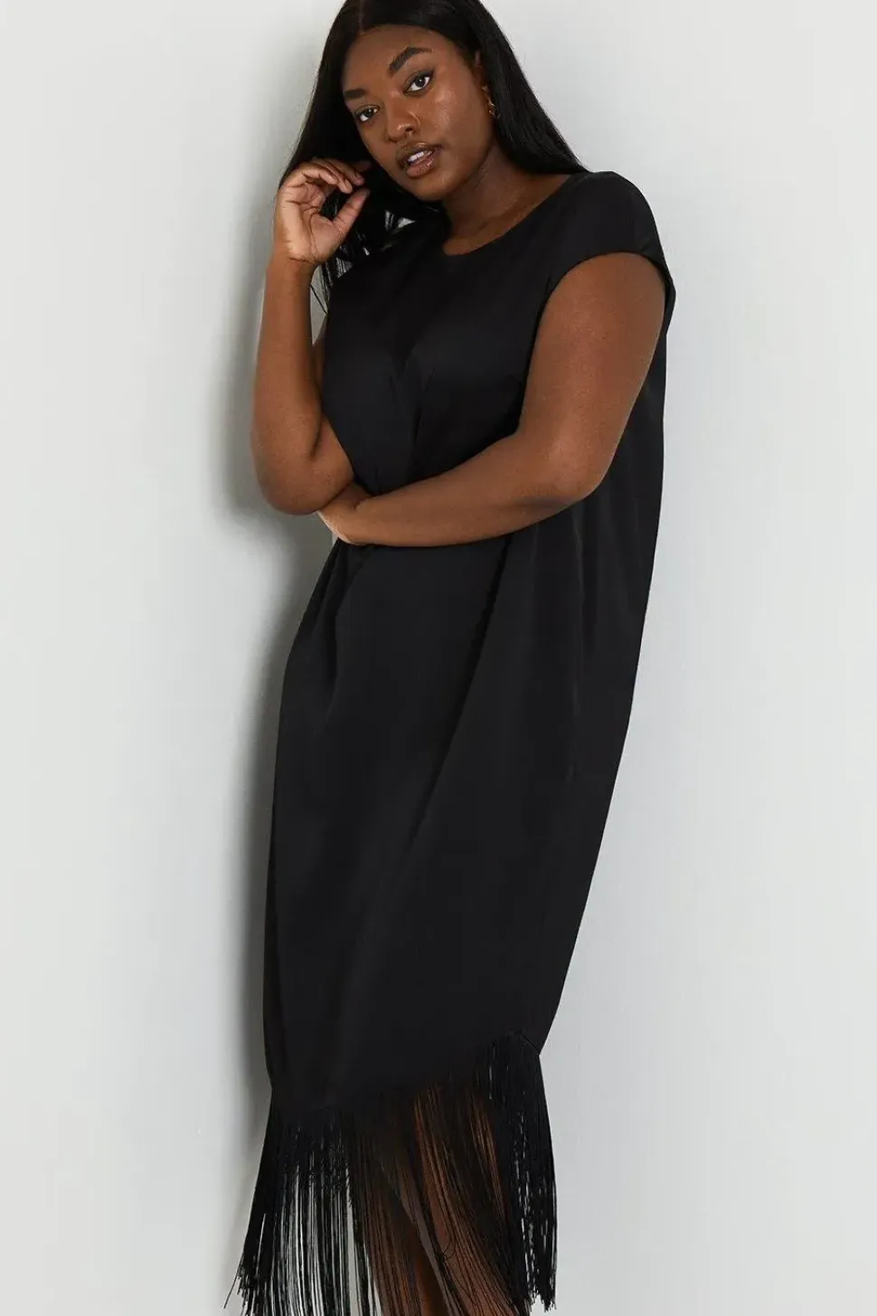 Plus Fringe Hem Shift Dress