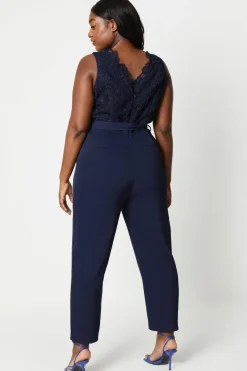 Plus Lace V Neck Jumpsuit