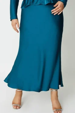 Plus Satin Maxi Skirt