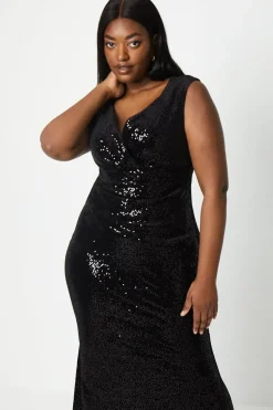 Plus Sequin Bardot Maxi Dress
