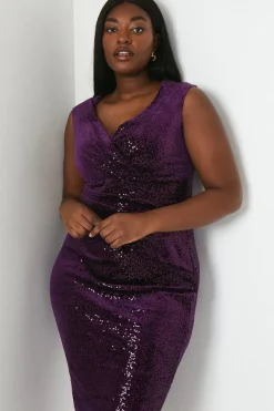 Plus Sequin Bardot Midi Dress