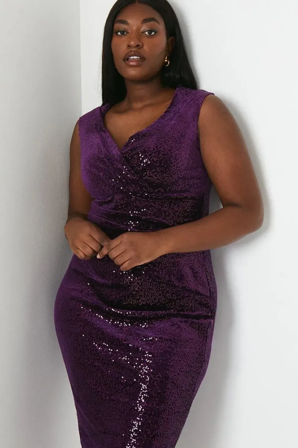 Plus Sequin Bardot Midi Dress