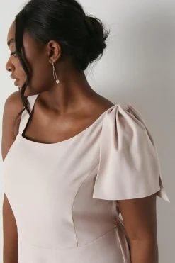 Plus Size Bow One Shoulder Bridesmaids Maxi Dress