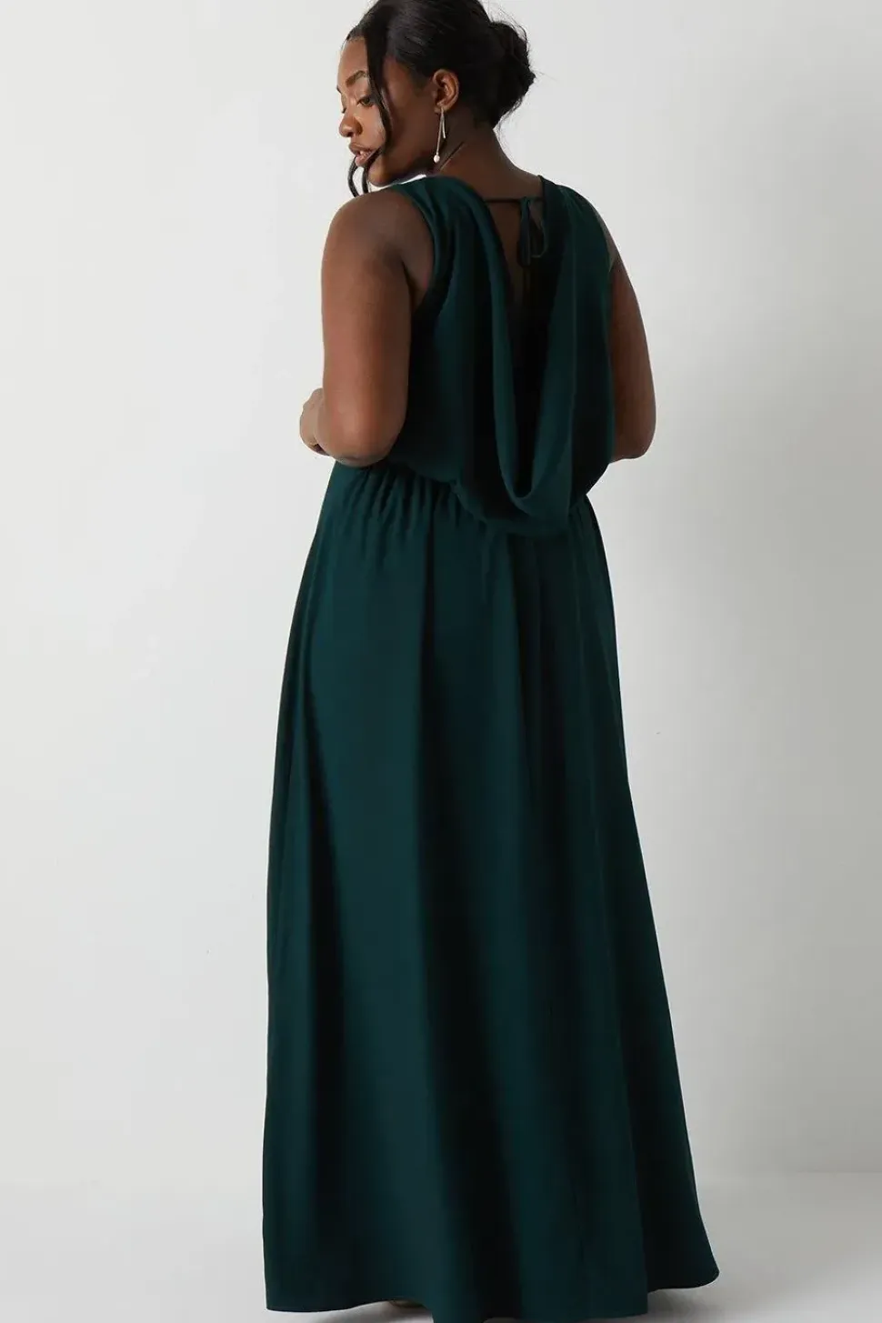 Plus Size Cowl Back Bridesmaid Maxi Dress