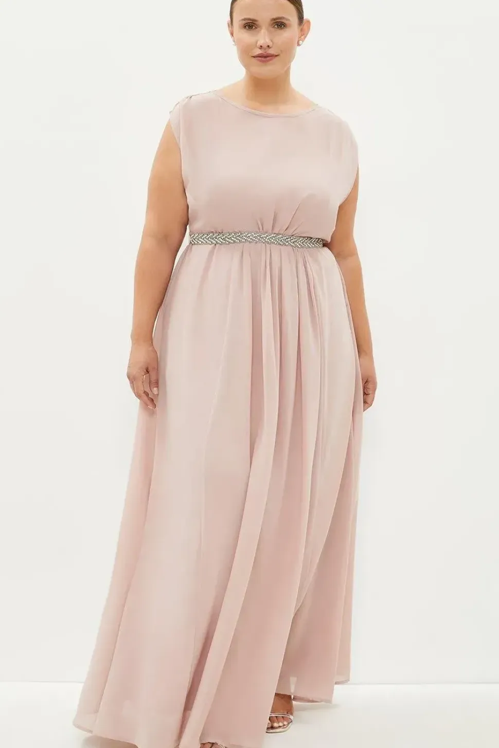 Plus Size Embellished Belt Maxi Dress