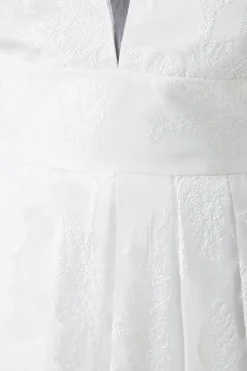Plus Size Plunge Neck Waterfall Organza Jacquard Maxi Dress