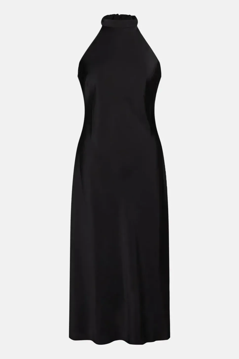 Plus Size Satin Halter Neck Backless Slip Dress