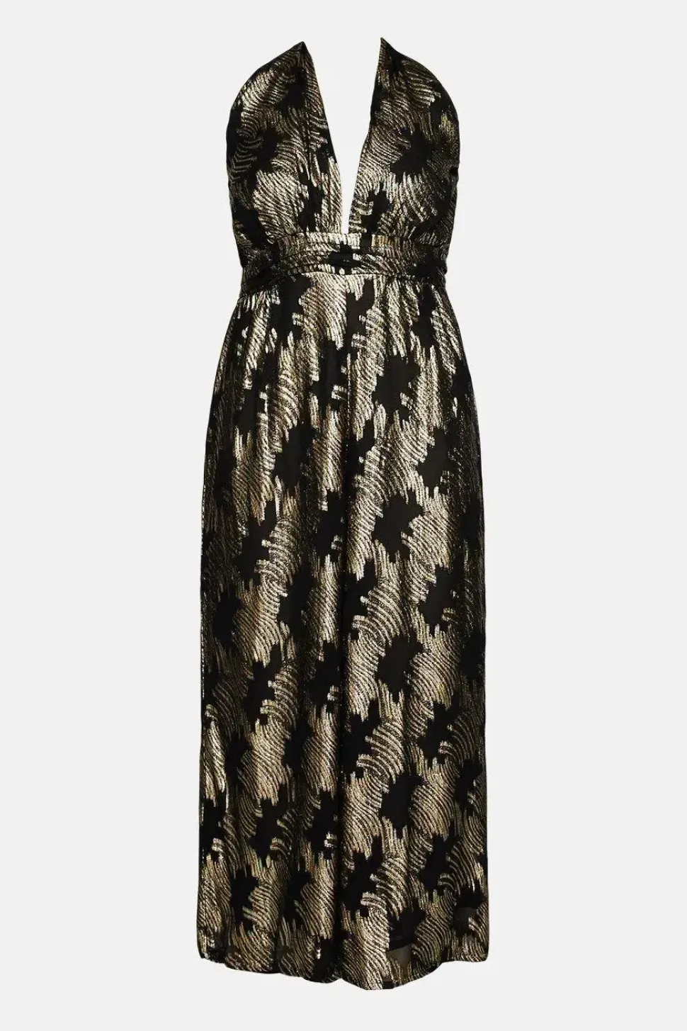 Plus Size Sparkle Halter Neck Jumpsuit