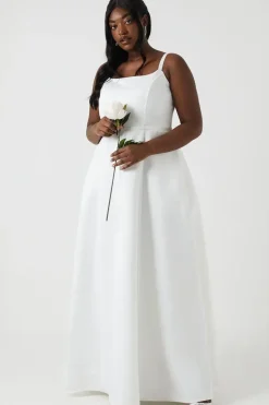 Plus Size Structured Satin Full Skirt Wedding Dress