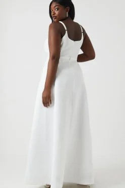 Plus Size Structured Satin Full Skirt Wedding Dress