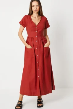 Pocket Detail Midi Shirt Dress