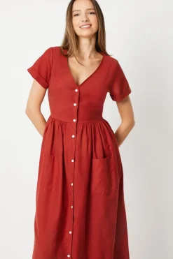Pocket Detail Midi Shirt Dress