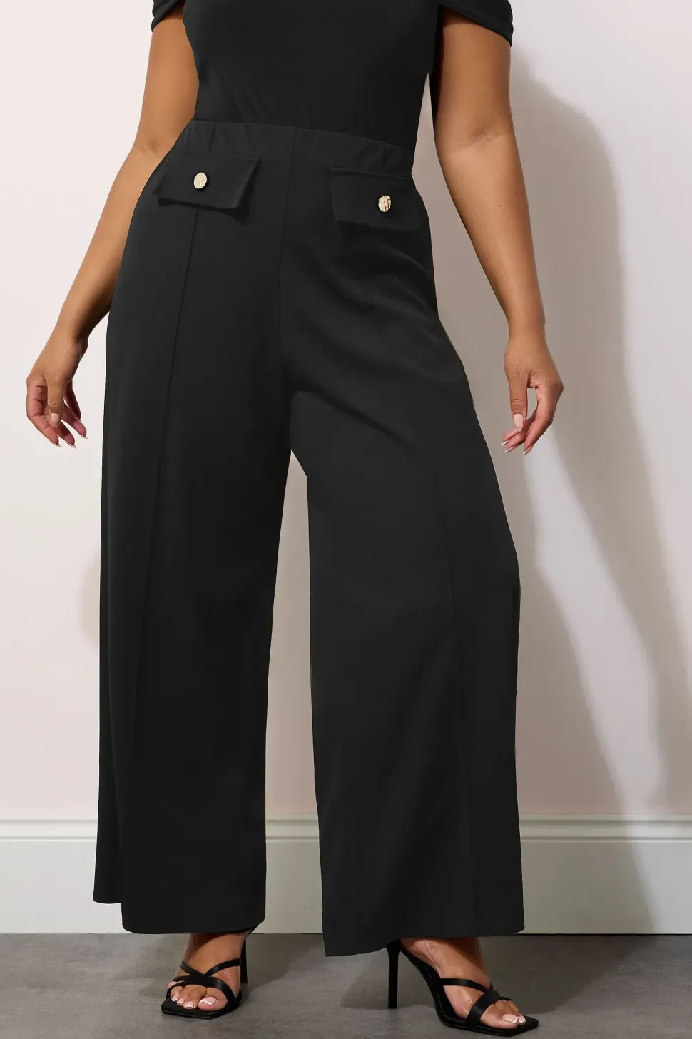 Pocket Front Wide Leg Trousers