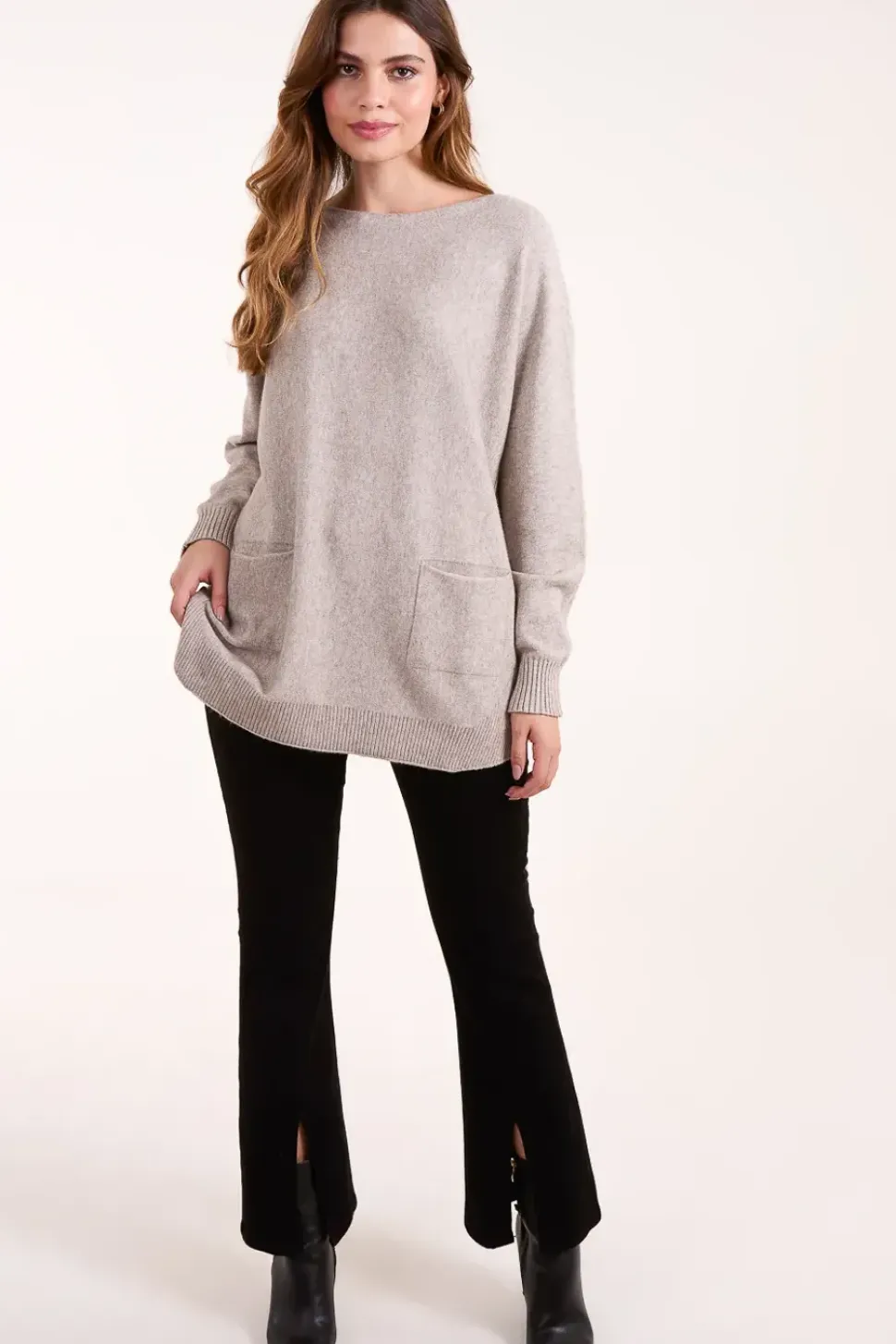 Pocket Slash Neck Jumper